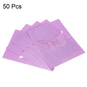 PATIKIL Table Name Place Cards, 50Pcs Favor Decor Hollow Butterfly Cut Design Blank Card for Wedding Party Seating Place Cards, Purple