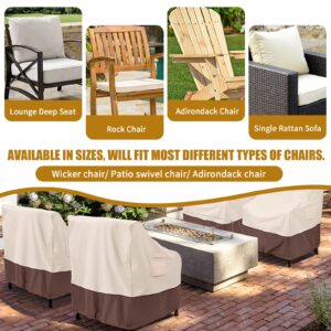 Simpelg Patio Chair Covers For Outdoor Furniture Waterproof 2 Pack,600D Heavy Duty Oxford Chair Covers For Outdoor Furniture, Outdoor Patio Covers 40"W x 37"D x30"H (2 Pack-Beige/Brown-Large)