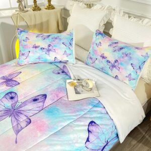 CVHOUSE Butterfly Twin Comforter Set for Girls Teens.Butterfly Twin Bedding Set,Butterflies Bedspread,Butterfly Duvet,Butterfly Bed Set,Butterflies Quilt Set 3 Pcs 1 Comforter and 2 Pillowcases