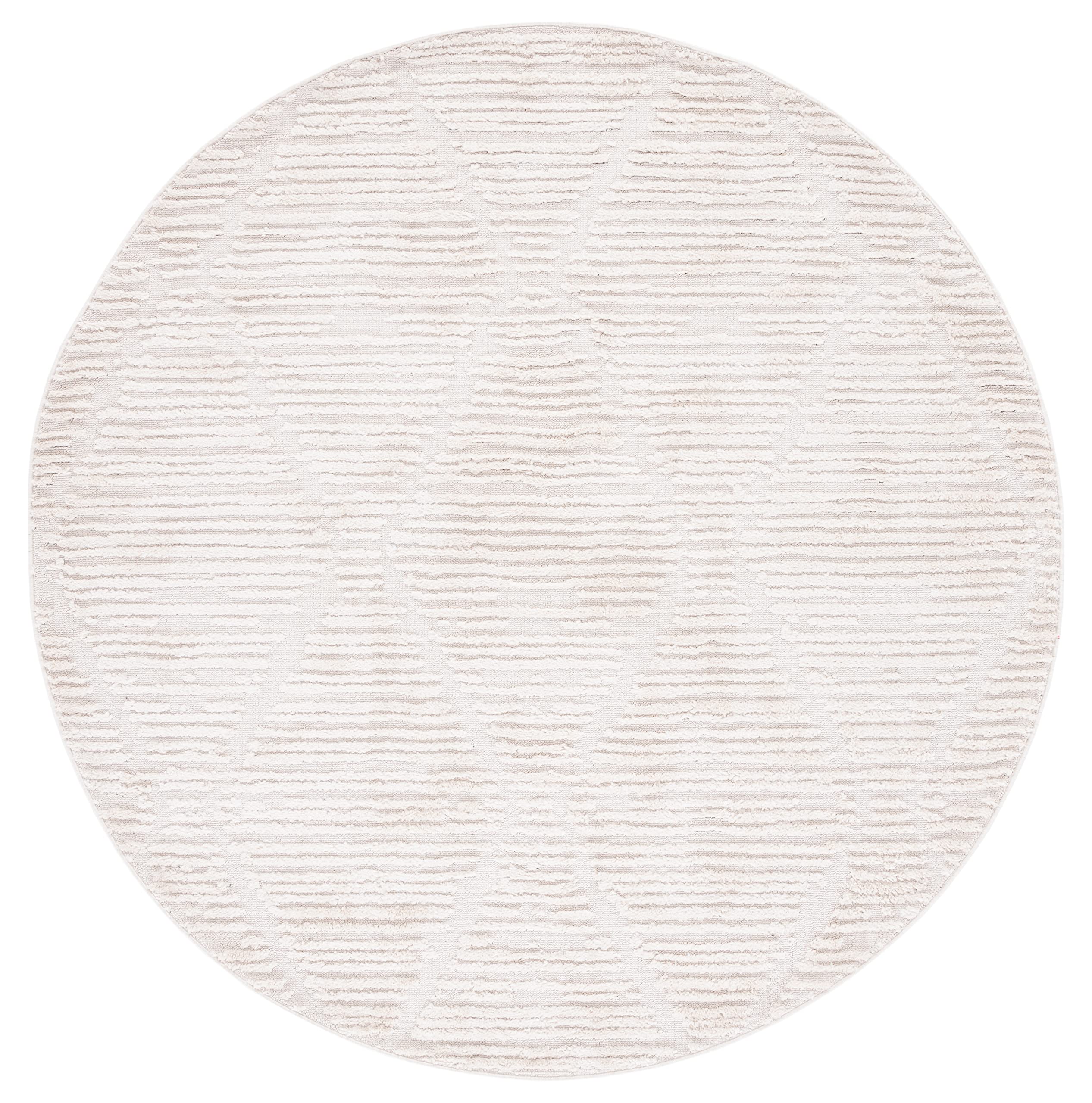 SAFAVIEH Marrakech Collection 8' Round Beige MRK517C Moroccan Boho Tribal Trellis Area Rug