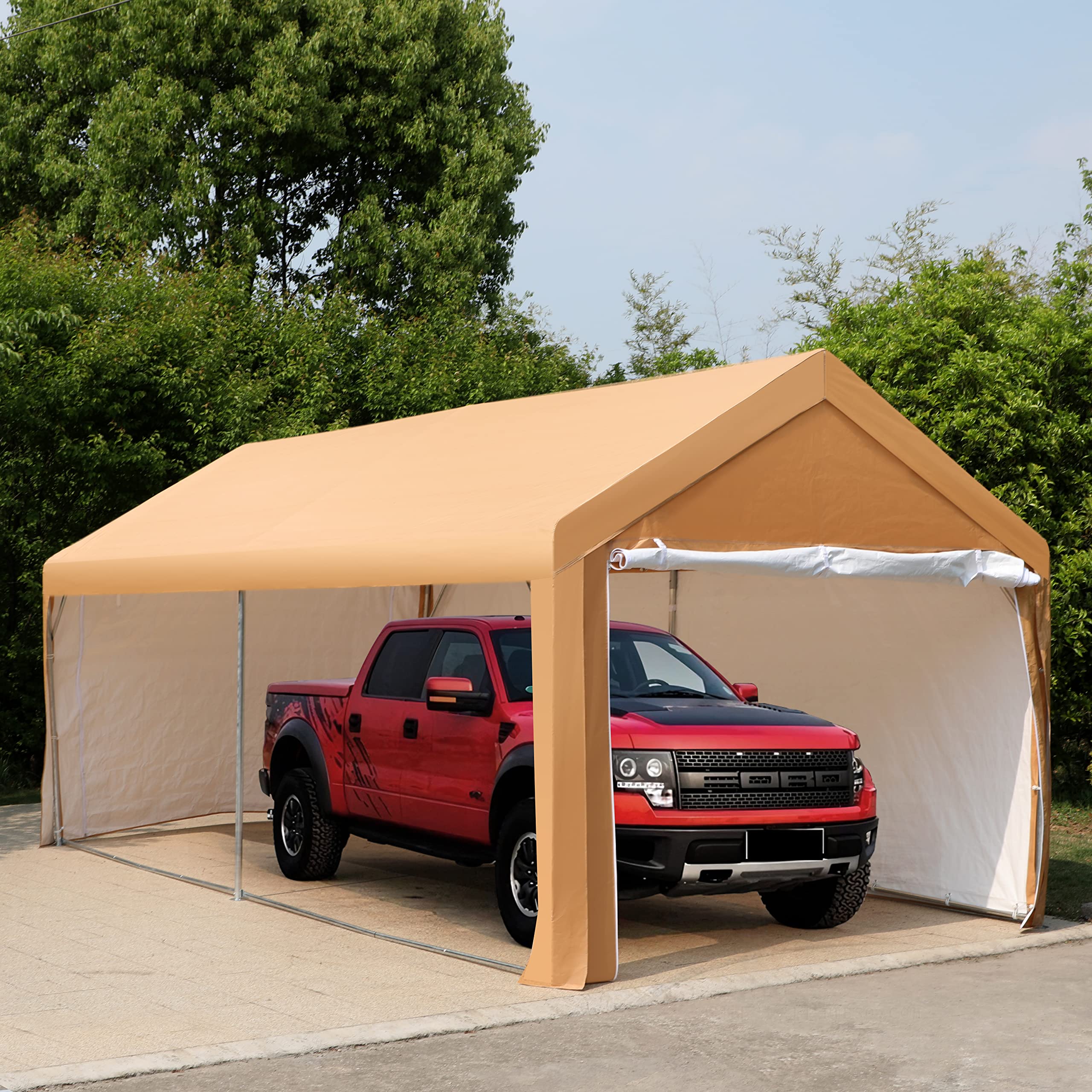 HERA'S HOUSE Carport, 10 x 20ft Heavy Duty Portable Garage for Car Boat Truck, Outdoor Car Canopy Party Tent, All Weather Gazebo