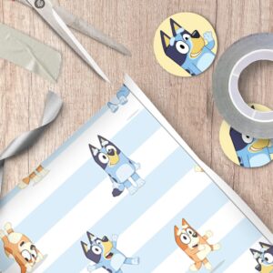 Danilo Promotions LTD Bluey 3 Pack of Wrapping Paper, 6 Sheets 6 Tags Bluey Wrapping Paper