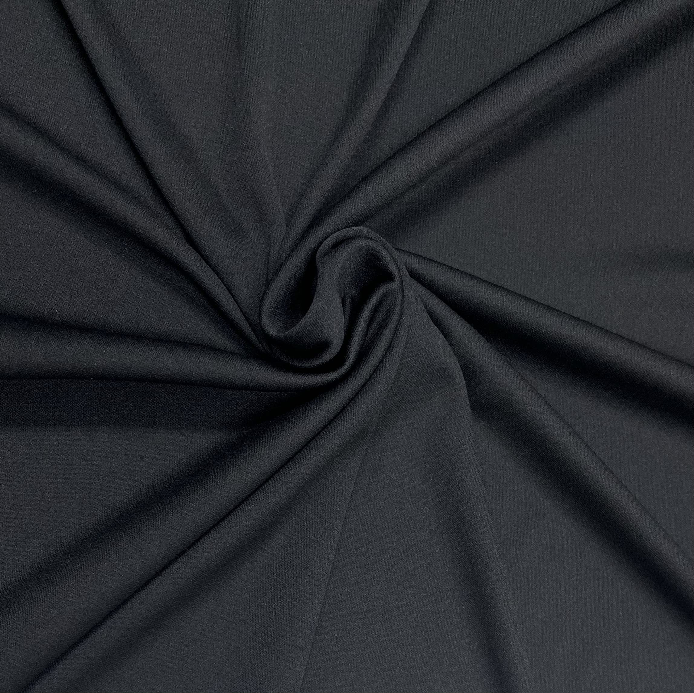 Interlock Fabric Lightweight Polyester Knit Lining Stretch 60'' Wide-1 Yard (Black)