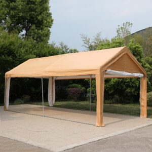 HERA'S HOUSE Carport, 10 x 20ft Heavy Duty Portable Garage for Car Boat Truck, Outdoor Car Canopy Party Tent, All Weather Gazebo