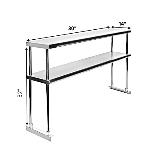 Express KitchQuip NSF Certified 18 Gauge Heavy Duty Stainless Steel Double overshelf with Brackets for Kitchens, Utility Rooms, Storage, Offices & Home