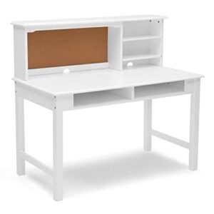 Delta Children Kids Wood Desk with Hutch and Chair - includes Cork Bulletin Board, Cubbies and Cutouts for Cords & Wires - Childrens Study/Computer/Writing Workstation (for Ages 5-12), Bianca White