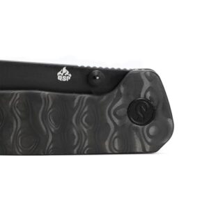 QSP Penguin Titanium Framelock EDC Pocket Knife, Marbled Carbon Fiber Handle, S35VN Steel, Kaviso Exclusive (Black)