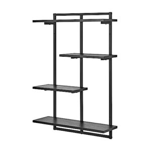 Danya B Rhodes 4 Tier Modern Floating Windowsill Wall Shelf Unit with Metal Frame and MDF Shelves (Black/Black)