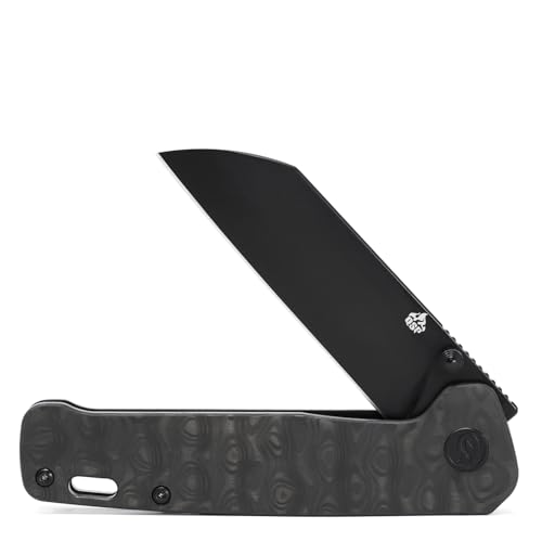 QSP Penguin Titanium Framelock EDC Pocket Knife, Marbled Carbon Fiber Handle, S35VN Steel, Kaviso Exclusive (Black)