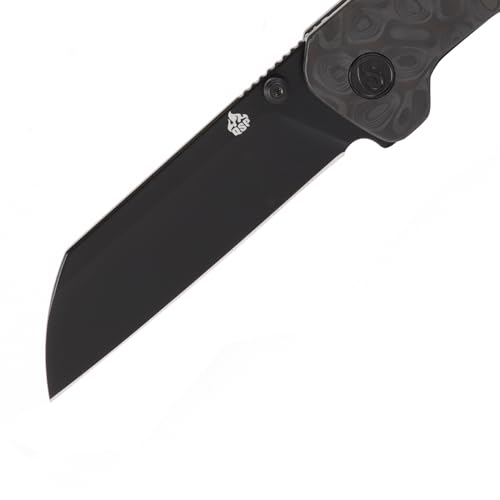 QSP Penguin Titanium Framelock EDC Pocket Knife, Marbled Carbon Fiber Handle, S35VN Steel, Kaviso Exclusive (Black)