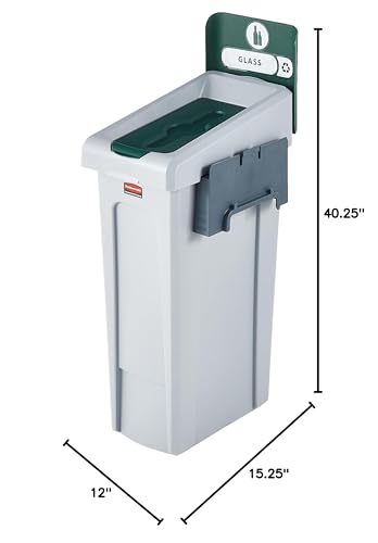 Rubbermaid Commercial Products Slim Jim Recycling Station 1-Stream Compost Bin/Can/Kit/Station, 23 GAL, for Kitchens/Classrooms/Offices/Back of House/Higher Education/Commercial Facilities