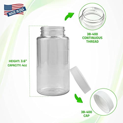 LUBEFLEX Oil Sampling Bottle - Made in USA - Pack of 6 Oil Analysis Sampling Clear Plastic Bottle 4 oz (120 ml) Capacity with 38-400 Cap Size - FDA Compliant and BPA Free …