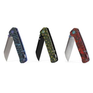 QSP Penguin Titanium Framelock EDC Pocket Knife, Marbled Carbon Fiber Handle, S35VN Steel, Kaviso Exclusive (Black)