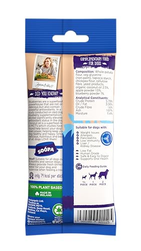 Soopa Apple & Blueberry Dental Sticks Dog Treats, 3.5oz