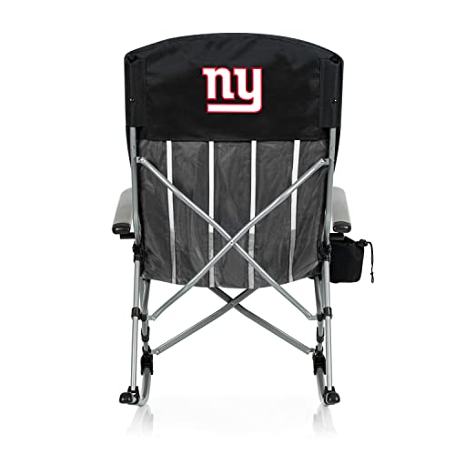 PICNIC TIME NFL New York Giants Outdoor Rocking Camp Chair, XL Heavy Duty Camping Chair for Adults, (Black)