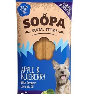 Soopa Apple & Blueberry Dental Sticks Dog Treats, 3.5oz