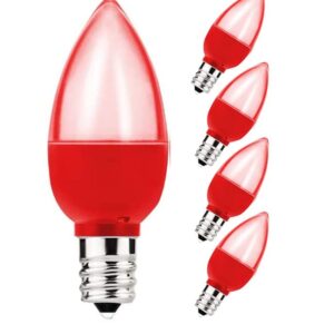 Anivona C7 Red LED Light Bulb, 1.5W S6 Red Colored Lightbulb, for LED Christmas Lights Deco, Party, 15W Incandescent Equivalent Night Light Mini LED Bulb, E12 Base, 4 Pack