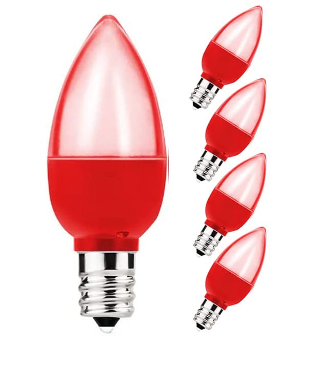 Anivona C7 Red LED Light Bulb, 1.5W S6 Red Colored Lightbulb, for LED Christmas Lights Deco, Party, 15W Incandescent Equivalent Night Light Mini LED Bulb, E12 Base, 4 Pack