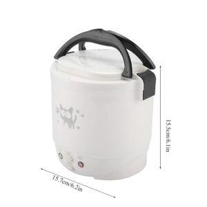 1L Mini Rice Cooker, 12v Electric Lunch Box Portable Travel Rice Cooker for Car Multifunctional Electric Food Steamer Rice Cooker Fast Cooking Fully Automatic Non Stick Pot for Travel Camping(White)