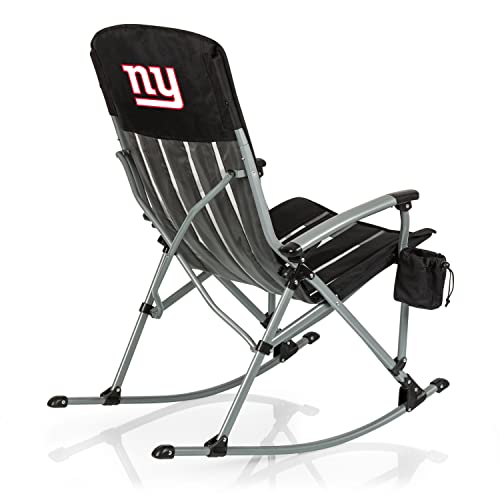 PICNIC TIME NFL New York Giants Outdoor Rocking Camp Chair, XL Heavy Duty Camping Chair for Adults, (Black)