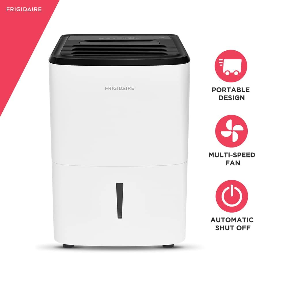 Frigidaire 50 Pint Dehumidifier. 4,500 Square Foot Coverage. Ideal for Large Rooms and Basements. 1.7 Gallon Bucket Capacity