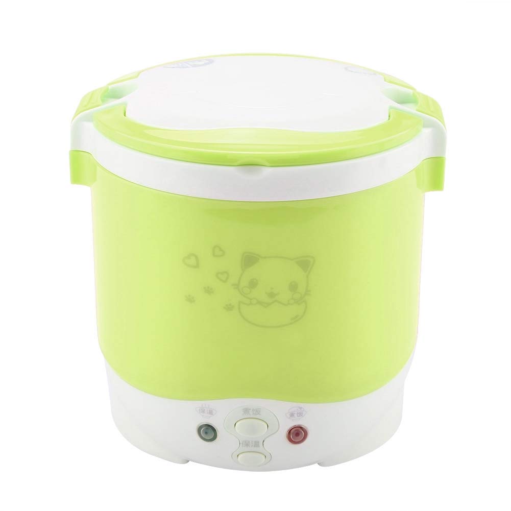 Small Rice Cooker,12v Portable Travel Rice Cooker For Car, Cooking Heating and Keeping Warm Function, Can be Used As a Electric Lunch Box(Green)