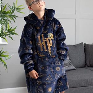 Harry Potter Girls Wearable Blanket Hoodie | Childrens Hooded Sherpa Fleece Pullover HP Hogwarts | Kids Sherpa Lined