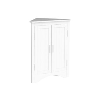 QSSLLC Bathroom Corner Cabinet, Home Floor Storage Cabinet with Two Doors & Adjustable Shelves, Freestanding for Bathroom, Bedroom, Kitchen