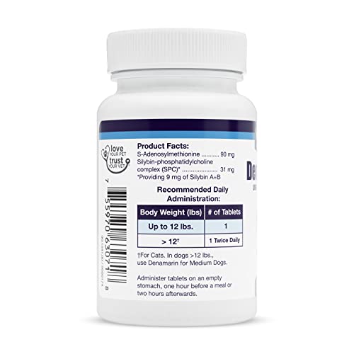 Nutramax Laboratories Denamarin Liver Health Supplement for Small Dogs and Cats - With S-Adenosylmethionine (SAMe) and Silybin, 30 Tablets