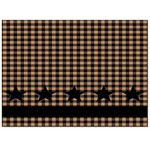 Retro Country Star Area Rug, Brown Black Buffalo Plaid Decorative Rug, Easy Clean Carpet with Anti-Slip Backing for Bedroom Living Room Dining Room Office 3ftx2ft