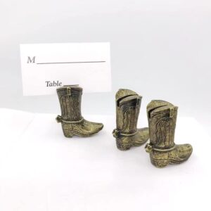 Bi-sonic lee 10PCS Golden Cowboy Boots Table Card Holder，Place Card Holders, Table Number Holder，Photo Holders, Party Favors, Wedding Decorations (Cowboy Boots，Golden)