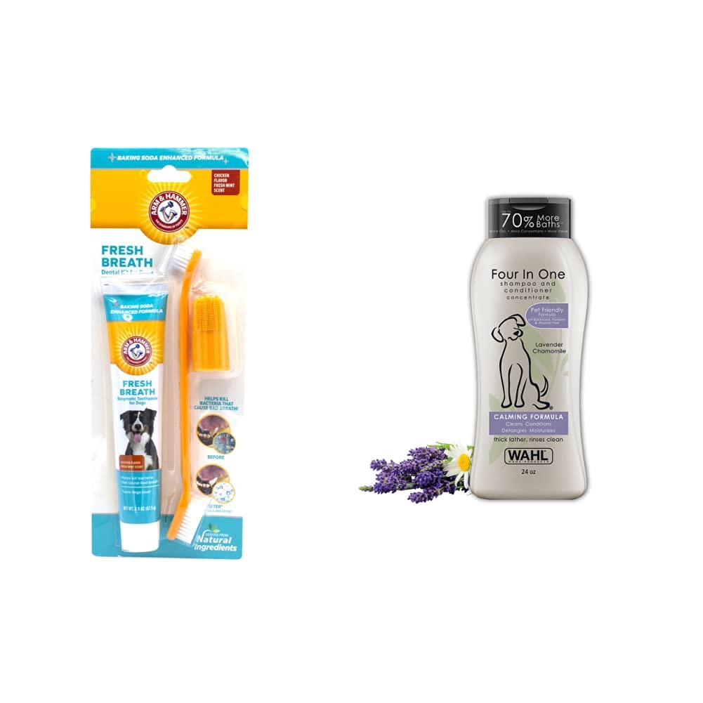 Arm & Hammer for Pets Fresh Breath Kit for Dogs | Wahl USA 4-in-1 Calming Pet Shampoo