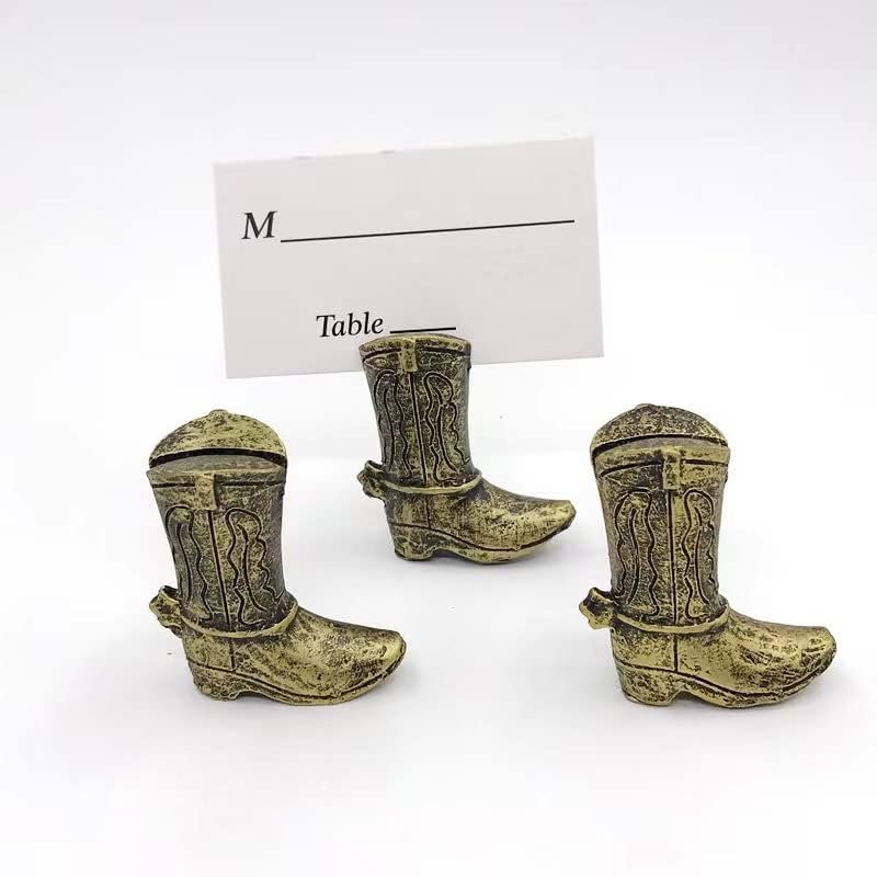 Bi-sonic lee 10PCS Golden Cowboy Boots Table Card Holder，Place Card Holders, Table Number Holder，Photo Holders, Party Favors, Wedding Decorations (Cowboy Boots，Golden)