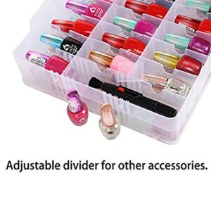 Nail Organizer Holder,Portable Universal Clear Double Side Organizer and Thread Storage Case for 48 Bottles Adjustable Dividers Space Saver