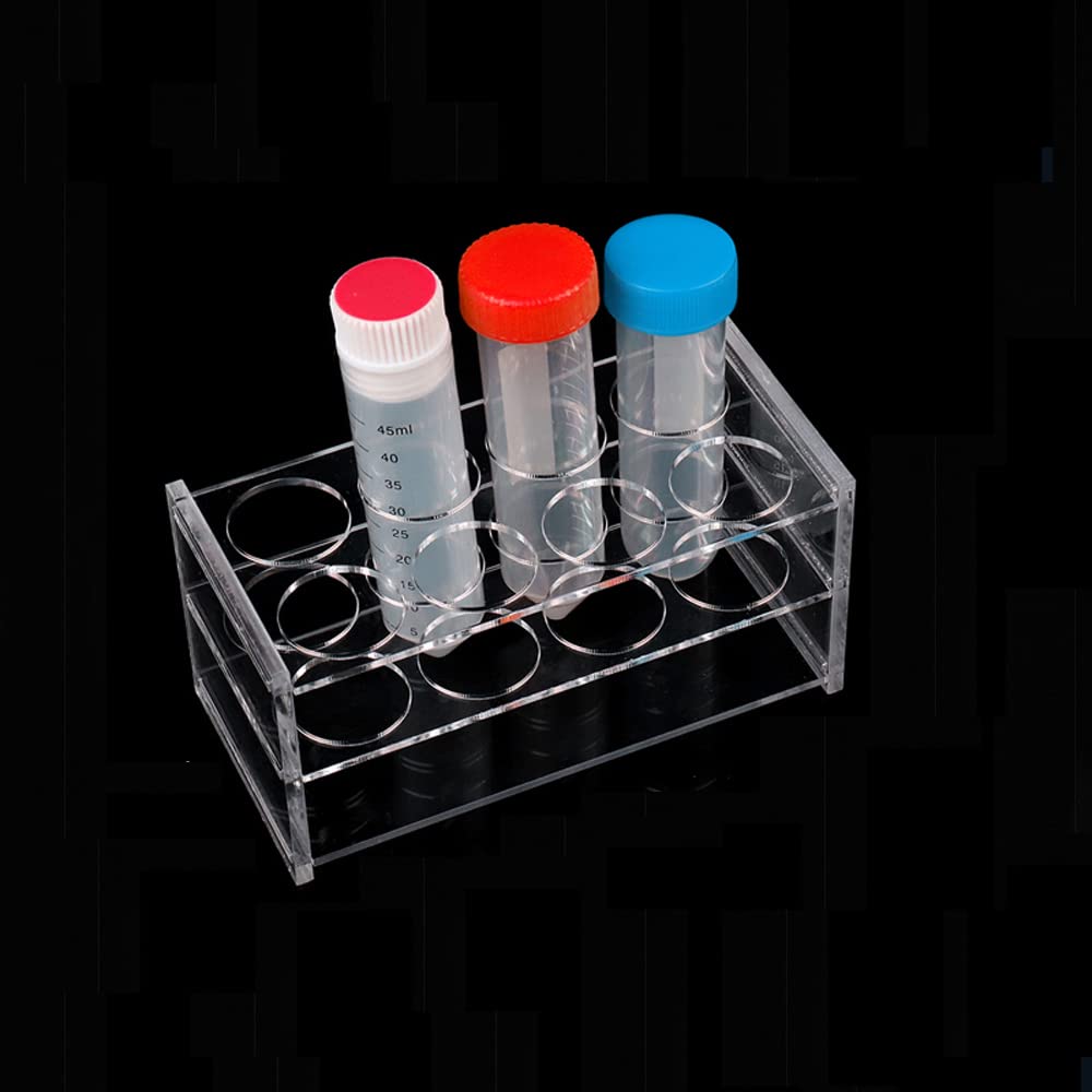 Acrylic Clear Test Tube Rack for 50ml Tubes, 8 Holes Lab Tube Rack Holder for Test Tubes, Centrifuge Tube - Detachable, Hole Diameter 30mm