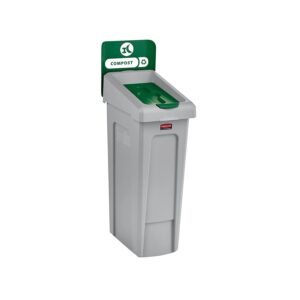 Rubbermaid Commercial Products Slim Jim Recycling Station 1-Stream Compost Bin/Can/Kit/Station, 23 GAL, for Kitchens/Classrooms/Offices/Back of House/Higher Education/Commercial Facilities