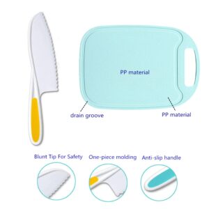 6 Pieces Kids Knife Set, Kids Safe Cooking Knives, Nylon Kids Kitchen Knife ， Crinkle Cutter, Serrated Edges Plastic Toddler Knife Kids Knives ， Y Peeler, Cutting Board