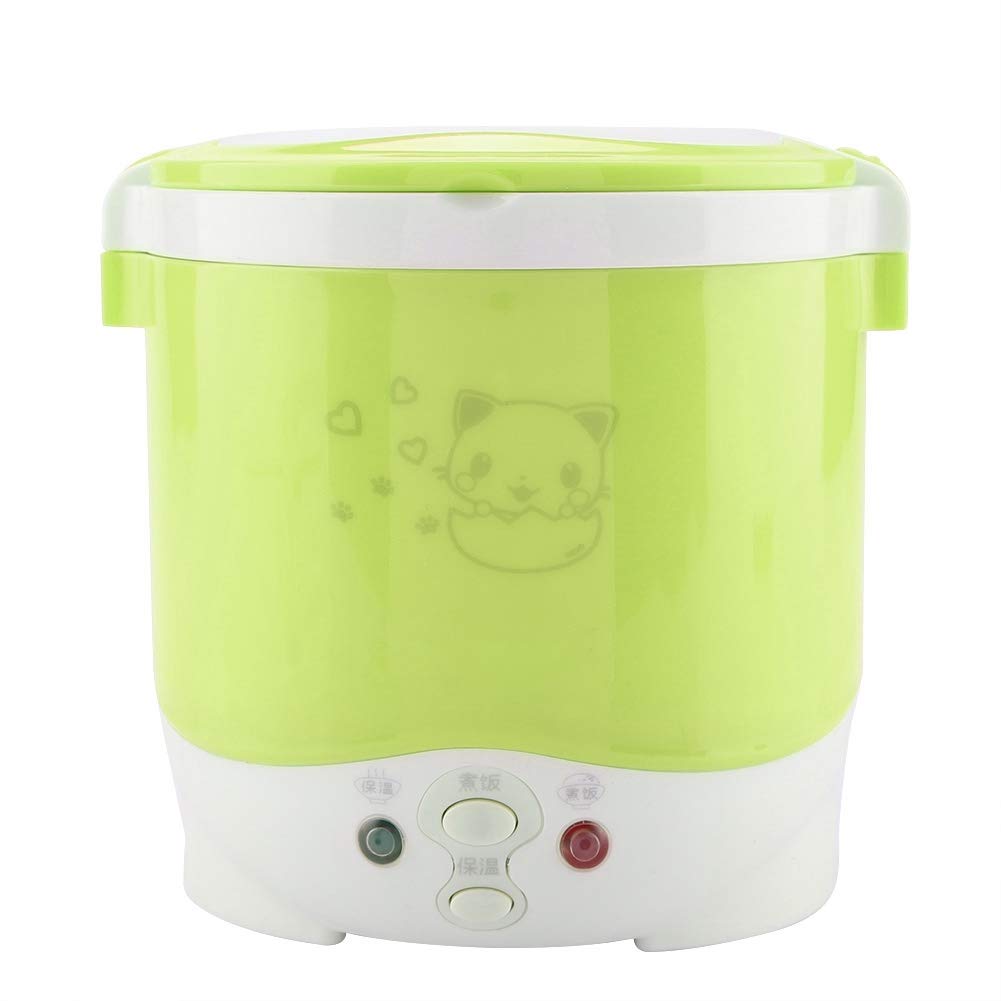 Small Rice Cooker,12v Portable Travel Rice Cooker For Car, Cooking Heating and Keeping Warm Function, Can be Used As a Electric Lunch Box(Green)