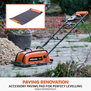 Evolution Hulk Electric Compactor Plate - Ideal For Levelling Pavement, Artificial Turf Ground Preparation, Patio, Blockwork, Sand, Soil & More