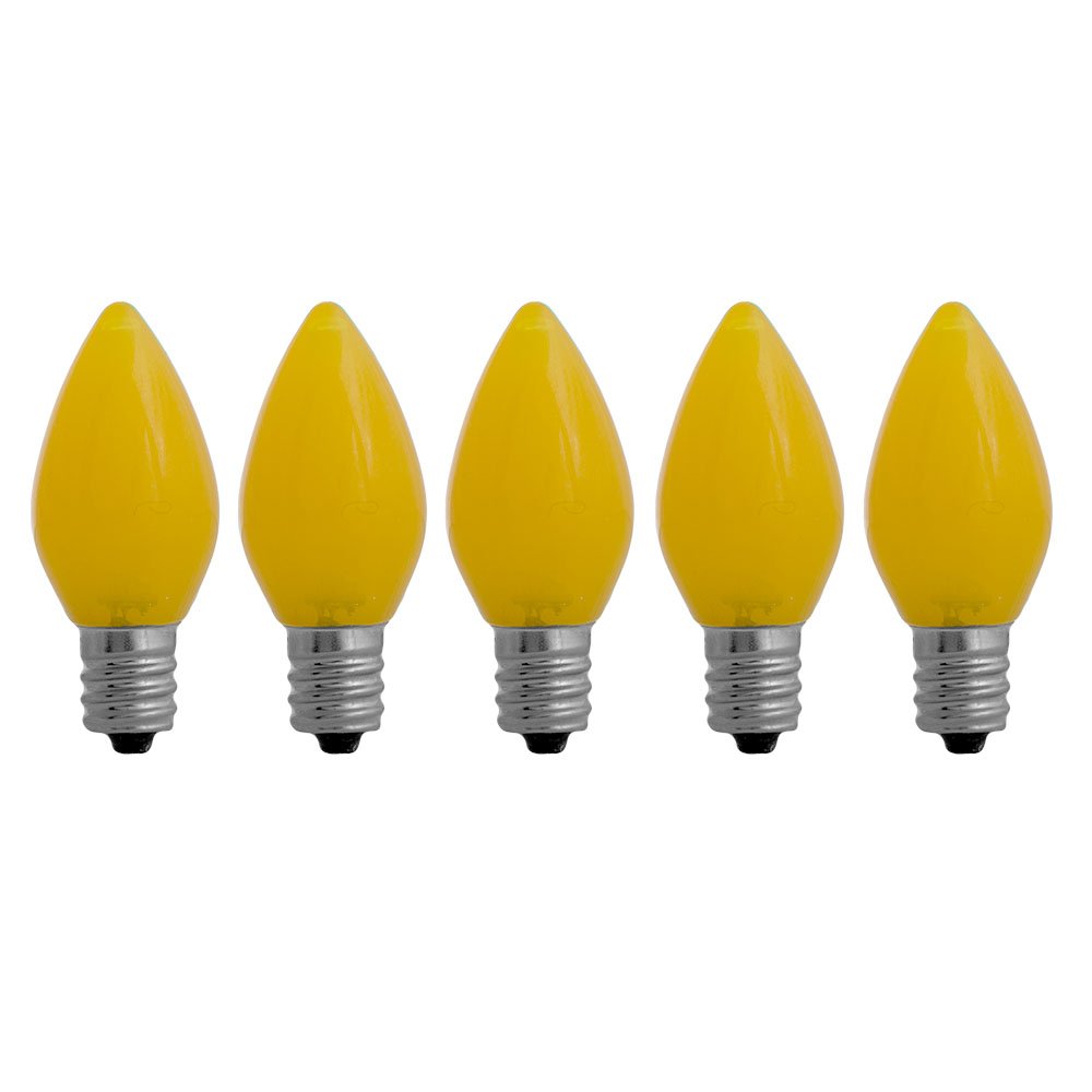 EZLS C7 Yellow Opaque SMD LED Bulbs - 5 Pack Smooth Lens Yellow Opaque C7 Replacement Bulbs