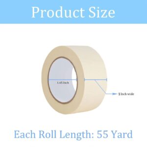 Lazybug studio Masking Tape 1 inch 12 Pack, Adhesive Painting Tape Bulk for General Purpose Use, 1 inch x 55 Yards x 12 Rolls, 660 Yards in Total