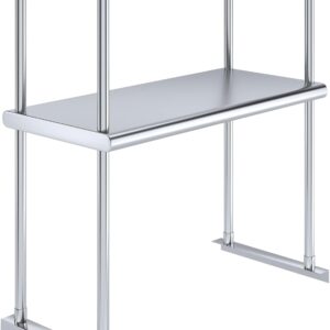 Express KitchQuip NSF Certified 18 Gauge Heavy Duty Stainless Steel Double overshelf with Brackets for Kitchens, Utility Rooms, Storage, Offices & Home