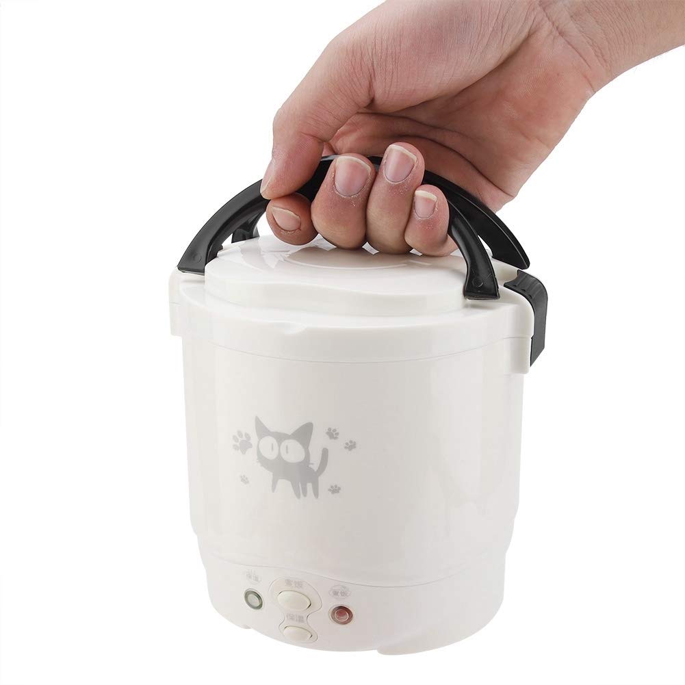 Small Rice Cooker,12v Portable Travel Rice Cooker For Car, Cooking Heating and Keeping Warm Function, Can be Used As a Electric Lunch Box(White)