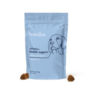 holistapet urinary & bladder support soft dog chew treat supplement - organic chews for uti relief, bladder control & inflammation support with cranberry + dandelion - bacon flavor treats 30ct