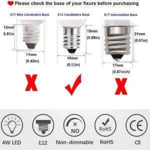 SSXBF E14 LED Light Bulbs, E14 European Base Bulb, 4W Equivalent 40W Incandescent Bulb, Warm White 3000K, 350LM,5-Pack