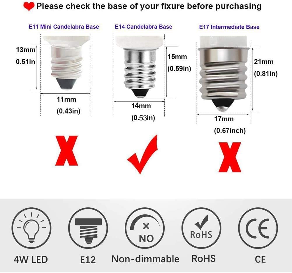 SSXBF E14 LED Light Bulbs, E14 European Base Bulb, 4W Equivalent 40W Incandescent Bulb, Warm White 3000K, 350LM,5-Pack