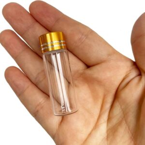 Luo House 10pcs 16x45mm Tiny Mini Small Clear Bottles Glass Vials 4ml with Caps Gold