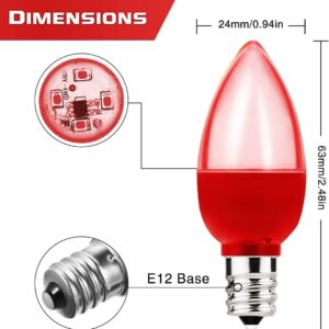 Anivona C7 Red LED Light Bulb, 1.5W S6 Red Colored Lightbulb, for LED Christmas Lights Deco, Party, 15W Incandescent Equivalent Night Light Mini LED Bulb, E12 Base, 4 Pack