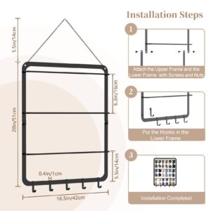 3 Tier Sunglasses Organizer Storage Wall Mounted, GLEDICH Upgraded Hanging Glasses Holder for Wall and Door with 5 Hooks, Metal Eyeglasses Rack Multiple Eyewear Display Hanger - Holds Up to 29 Glasses