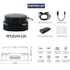 Slamtec RPLIDAR S2E Lidar Sensor 2D 360 Degree 30 Meters Scanning Radius LIDAR Scanner with Ethernet UDP Interface for ROS/ROS2 Obstacle Avoidance and Navigation of Robots